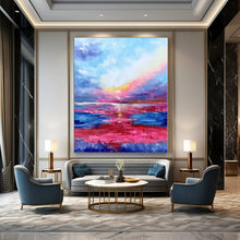 Load image into Gallery viewer, Vivid Sunset Abstract Canvas Painting, Ideal for Coastal Home Living Room & Relaxing Spa LargeART1318