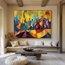 Load image into Gallery viewer, Colorful Abstract Figures Painting on Canvas - “Joyful Dancers” DKH768