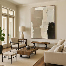 Load image into Gallery viewer, “Neutral Collage Textures” - Beige, Black Abstract Art on Canvas DKH1161