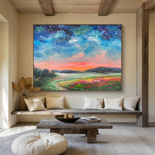 Load image into Gallery viewer, Starry Sunset Landscape Abstract Art for Nature Lover’s Bedroom & Cosy Reading Nook DKH122