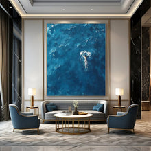 Load image into Gallery viewer, Solitary Swimmer in Blue Acrylic Art, Perfect for Beach House Bedroom & 冥想 Yoga Studio LargeART1065