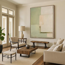Load image into Gallery viewer, Large - Scale Soft Green - Beige Abstract Art for Coastal Home & Wellness Spa LargeART0398