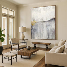 Load image into Gallery viewer, “Abstract Grey Landscape with Gold Blossoms” - Grey, Gold Abstract Art on Canvas DKH1173