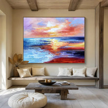 Load image into Gallery viewer, Colorful Sunset Seaside Abstract Painting for Coastal Home & Beachfront Restaurant DKH294