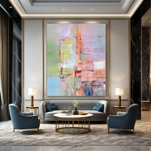 Load image into Gallery viewer, Grand Hand - painted Pastel Abstract Fusion Acrylic Art for Bohemian - Style Living Rooms LargeART0211