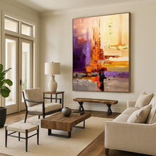 Load image into Gallery viewer, “Abstract Cityscape Layers” – Textured Oil Painting with Warm & Cool Hues DTP278