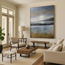 Load image into Gallery viewer, “Misty Coastal Landscape in Blues and Greys” - Atmospheric Seascape Art on Canvas DKH1576