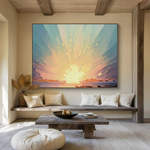 Load image into Gallery viewer, Radiant Sunset Burst Abstract Painting on Canvas - “Dawn’s Embrace” DKH665