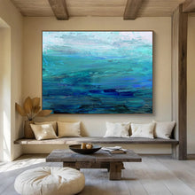Load image into Gallery viewer, Blue - Toned Abstract Sea Painting On Canvas DKH392
