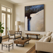 Load image into Gallery viewer, “Blue & White Textured Abstraction” - Expressive Abstract Art on Canvas DKH1499