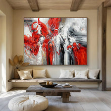 Load image into Gallery viewer, Bold Red & Black Abstract - Dramatic Living Room Art LargeART1485