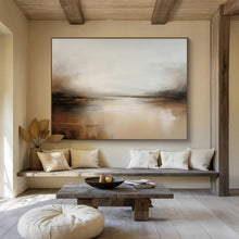 Load image into Gallery viewer, Warm - Toned River Scene Abstract Painting for Cozy Living Room & Rustic Café DKH321