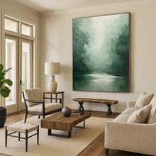 Load image into Gallery viewer, “Misty Green Forest River” - Impressionistic Abstract Acrylic DTP024