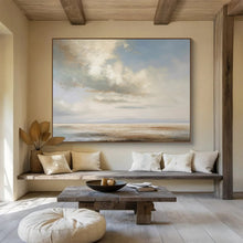 Load image into Gallery viewer, Soft Sky and Sea Abstract Painting On Canvas for Coastal Bedroom & Yoga Studio DKH334