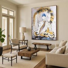Load image into Gallery viewer, Gold & White Spiritual Abstract Art, Perfect for Zen Living Room & Meditation Space LargeART2098