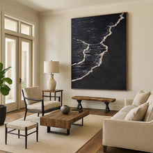 Load image into Gallery viewer, “Black & White Waves” Abstract Coastal - Inspired Painting on Canvas, Dramatic Decor DKH959