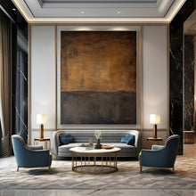 Load image into Gallery viewer, Brown - Black Divided Abstract Painting, Ideal for Sophisticated Home Office & Timeless Living Room LargeART1363