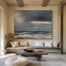 Load image into Gallery viewer, Starry Night Ocean Abstract Painting for Nautical Home & Dreamy Bedroom DKH103