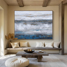 Load image into Gallery viewer, Blue - Gray Textured Abstract Painting on Canvas - “Coastal Rhythm” DKH609