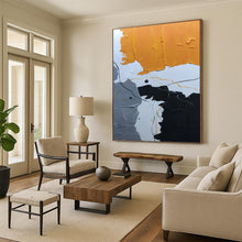 Load image into Gallery viewer, “Colorful Line and Shape Abstract” - Orange, Black, Grey, White Abstract Art on Canvas DKH1334