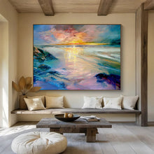 Load image into Gallery viewer, Color - Drenched Beach Sunset Abstract Painting for Coastal Home & Vacation Rental DKH213