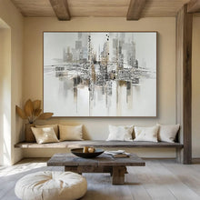 Load image into Gallery viewer, Hand - painted Monochrome Cityscape Sketch Acrylic Art for Sleek Office Lobby Displays LargeART1690