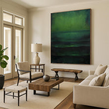 Load image into Gallery viewer, “Deep Green Layers” - Dark Green Abstract Art on Canvas DKH1189