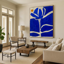Load image into Gallery viewer, Blue - Orange Floral Abstraction Art for Coastal Bedroom & Art Gallery LargeART0872