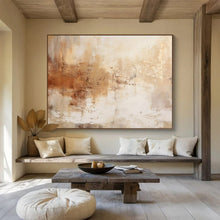 Load image into Gallery viewer, Hand - painted Beige and Brown Textured Abstract Acrylic Art for Cozy Living Room Corners LargeART1723
