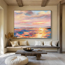 Load image into Gallery viewer, Hand - painted Pastel Sunset Seascape Acrylic Art for Coastal Bedroom Retreats LargeART1736