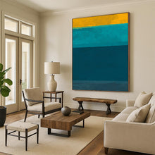 Load image into Gallery viewer, “Yellow, Teal and Blue Color - Block” - Modern Abstract Art on Canvas DKH1623
