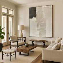 Load image into Gallery viewer, “Layered Neutral Abstraction” - Beige, Black Abstract Art on Canvas DKH1162