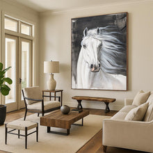 Load image into Gallery viewer, “White Horse Portrait” - Realistic Animal Art on Canvas DKH1529