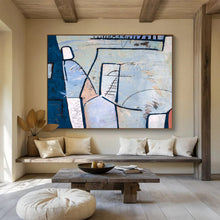 Load image into Gallery viewer, Blue - Dominant Geometric Abstract Painting on Canvas DKH547