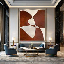 Load image into Gallery viewer, Brown & White Geometric Overlap Abstract Canvas Painting, Ideal for Mid - Century Modern Living Room & Art Gallery Corridor LargeART1114