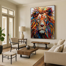 Load image into Gallery viewer, Colorful Mixed - Media Lion Art, Perfect for Eclectic Kids’ Room & Bold Office LargeART2136