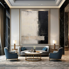 Load image into Gallery viewer, Black & White Textured Abstract Painting, Ideal for Modern Office Lobby & Monochrome Living Room LargeART1384