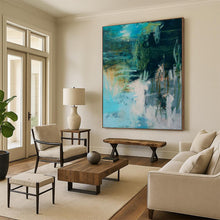 Load image into Gallery viewer, Turquoise & Green Abstract Creation, Great for Coastal Home Office & Artistic Lounge LargeART2286