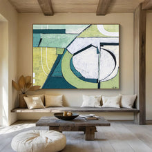 Load image into Gallery viewer, Green - Toned Geometric Abstract Painting on Canvas DKH543