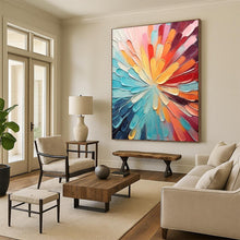 Load image into Gallery viewer, “Rainbow Petal Burst” – Textured Floral Oil Painting with Radiating Colors DTP288