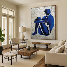 Load image into Gallery viewer, Textured Abstract Painting, Blue & Gray, Emotional Art for Counseling Office & Bedroom LargeART2166