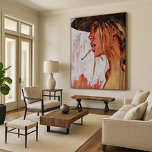 Load image into Gallery viewer, “Edgy Woman with Cigarette” - Expressive Figurative Art on Canvas DKH1642