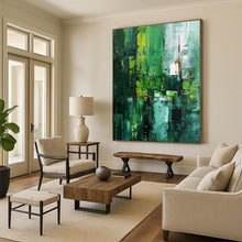 Load image into Gallery viewer, “Vibrant Green Abstract Layers” - Expressionistic Abstract Acrylic, Great for Contemporary Bedroom and Art Studio DTP012