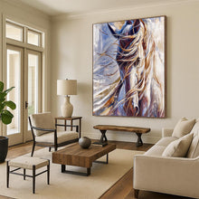 Load image into Gallery viewer, “White Horse with Flowing Mane” - Impressionistic Equine Art on Canvas DKH1653