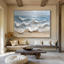 Load image into Gallery viewer, Impasto “Crashing Ocean Waves” Painting on Canvas, Dramatic Seaside Art DKH796