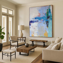 Load image into Gallery viewer, Large - Format Hand - painted Blue - Hued Abstract Chaos Acrylic Art for Creative Studios LargeART0222