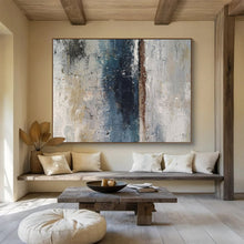 Load image into Gallery viewer, Neutral - Toned Abstract Painting with Blue and Gray for Minimalist Office & Calm Reading Nook DKH293