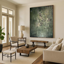 Load image into Gallery viewer, “Green Textured Mystery” - Green Abstract Art on Canvas DKH1195