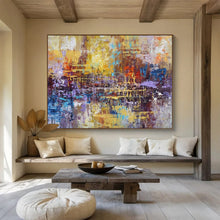 Load image into Gallery viewer, Golden & Purple Abstract Fusion - Regal Living Room Art LargeART1516