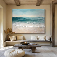 Load image into Gallery viewer, Textured Seaside Scene with Turquoise Waves Abstract acrylic painting DLZ062